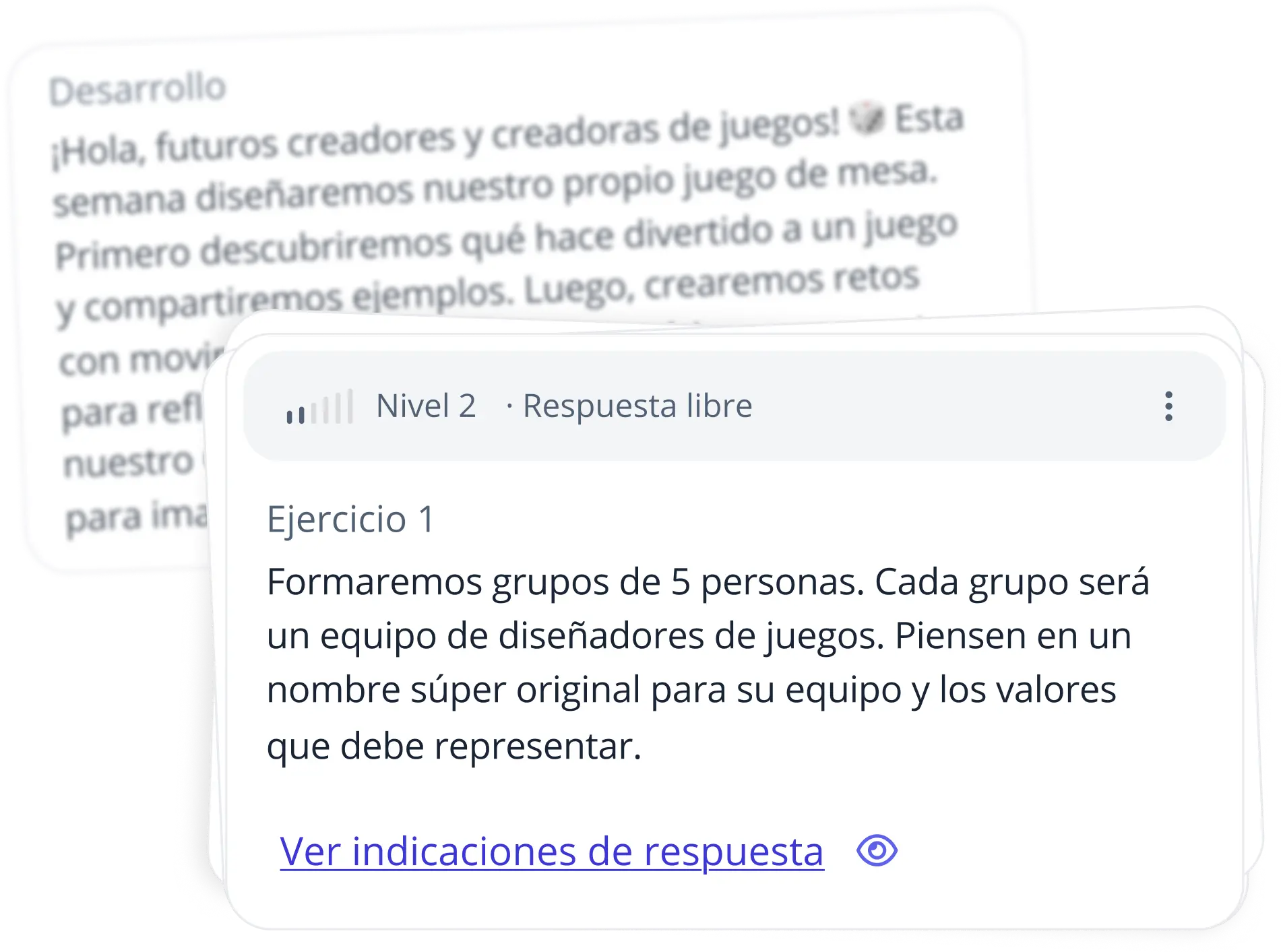 Imagen de la sección de creación de actividades