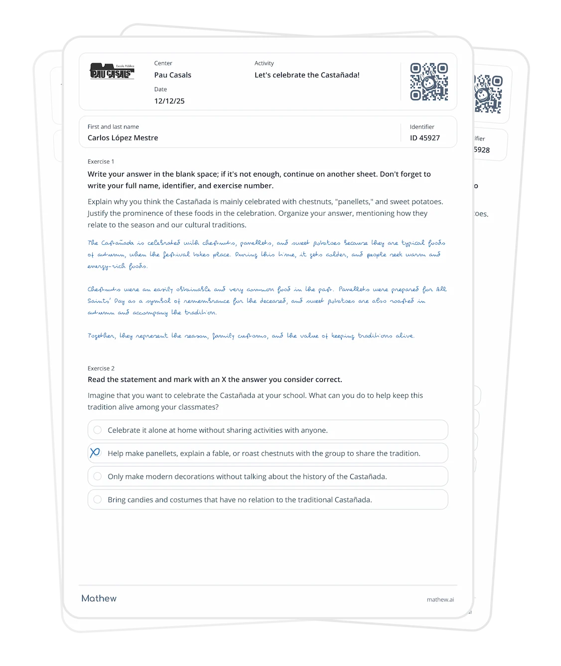 Handwritten assessment illustration